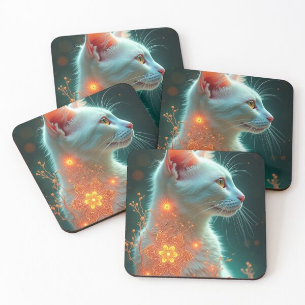 Item preview, Floral White Cat Illustration for Cat Lovers designed and sold by Keirnyx.