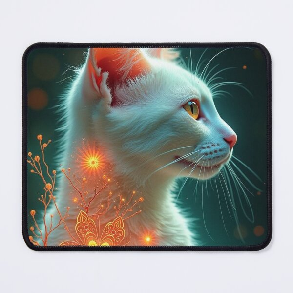 Item preview, Floral White Cat Illustration for Cat Lovers designed and sold by Keirnyx.