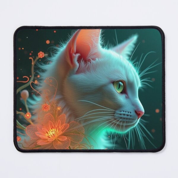 Item preview, Ethereal Floral Glow of a White Fantasy Cat designed and sold by Keirnyx.