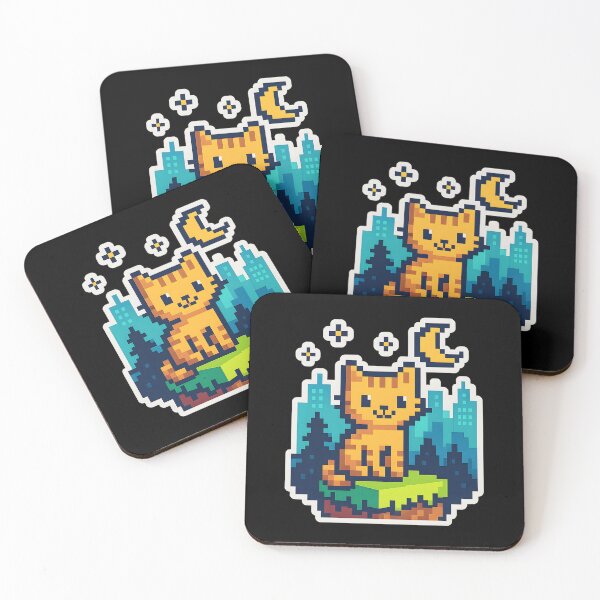 Item preview, Pixel Cat in Forest Night designed and sold by MysticArtisan.
