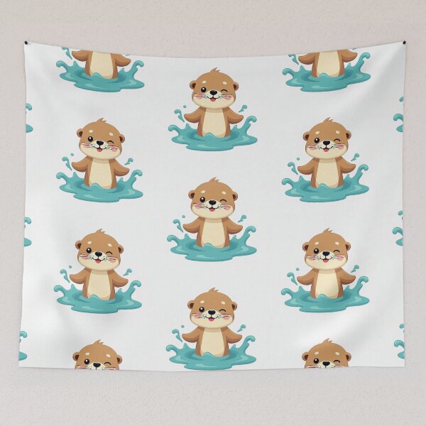 Item preview, Cute Cartoon Otter Winking in Water – Adorable Design for Stickers, T-Shirts & Mugs designed and sold by JuliJoy.