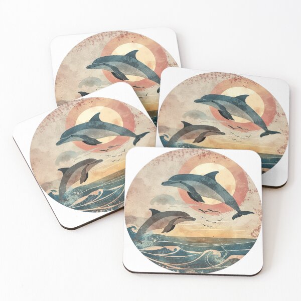 Item preview, Sea Creature Collection – Retro Pastel Ocean Animals in Abstract Circular Design (Whale, Dolphin, Turtle, Jellyfish, Seahorse) designed and sold by Dream Circuit .