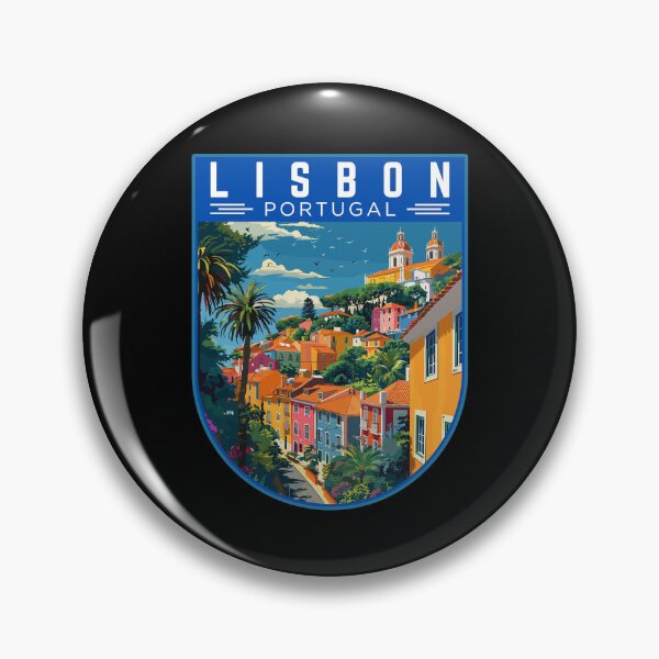 Item preview, Lisbon in Portugal Vintage Travel Art Badge designed and sold by MaateoDesign.