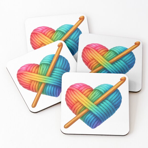 Item preview, Rainbow Yarn Heart Crochet Lover Gift designed and sold by Stitch & Thread Studio.