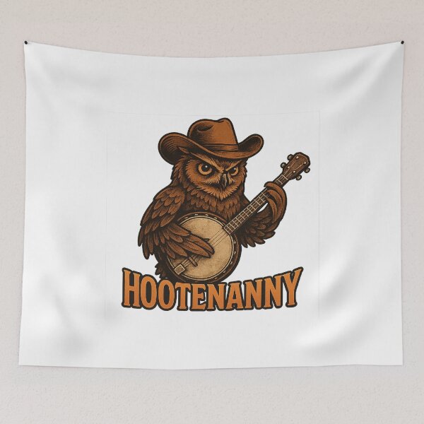 Item preview, Hootenanny Owl Cowboy Banjo Player Funny Country Music  designed and sold by The Junto Shop.