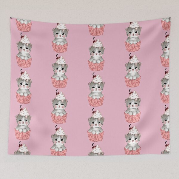 Item preview, Cute pink kitten cupcake  designed and sold by Fuchsiella.
