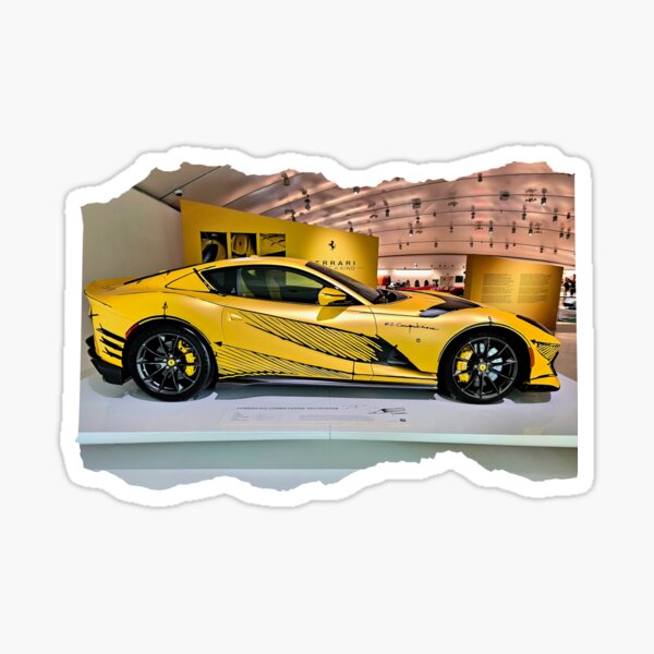 Yellow Ferrari All The Way Sticker