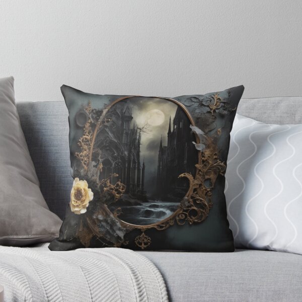 Item preview, Moonlit Gothic Cathedral Collage – Victorian Macabre Art with Baroque Florals designed and sold by dreamparlor.