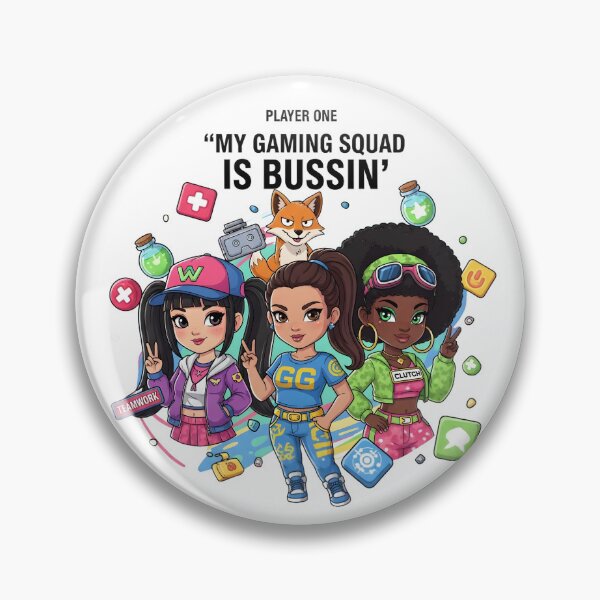 Item preview, My Gaming Squad Is Bussin’ – Kawaii Gamer Girl Team Digital Art designed and sold by AnnDesignStudio.