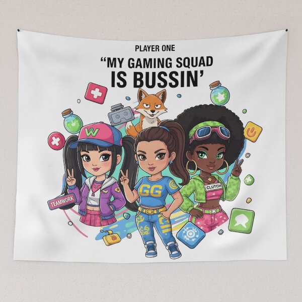 Item preview, My Gaming Squad Is Bussin’ – Kawaii Gamer Girl Team Digital Art designed and sold by AnnDesignStudio.