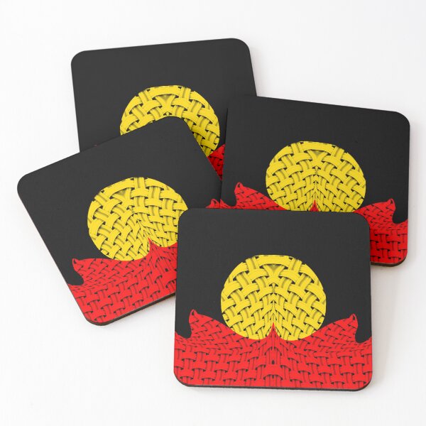 Item preview, ORIGINAL ARTISTIC EXPRESSION OF THE AUSTRALIAN ABORIGINAL FLAG WAVES WOVEN FABRICS designed and sold by Ralek.