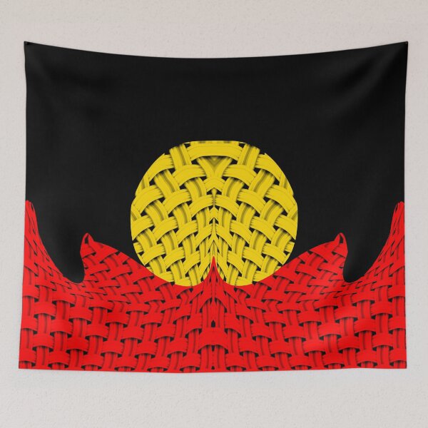 Item preview, ORIGINAL ARTISTIC EXPRESSION OF THE AUSTRALIAN ABORIGINAL FLAG WAVES WOVEN FABRICS designed and sold by Ralek.