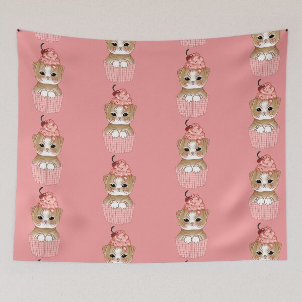 Item preview, Cute pink ginger kitten cupcake  designed and sold by Fuchsiella.