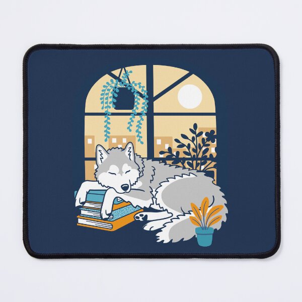 Item preview, Sleepy Siberian Husky and Books designed and sold by Wlaurence.