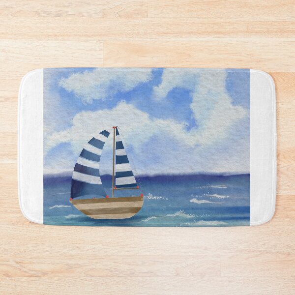 Item preview, Watercolor Boat in the Ocean designed and sold by Pragatee.