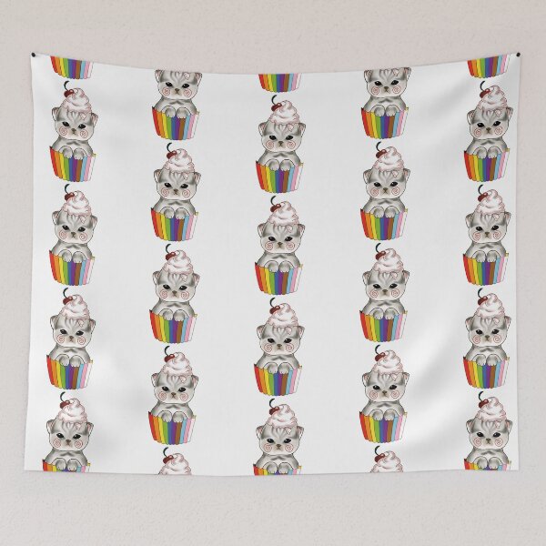 Item preview, Cute kitten cupcake with lgbtq pride flag  designed and sold by Fuchsiella.