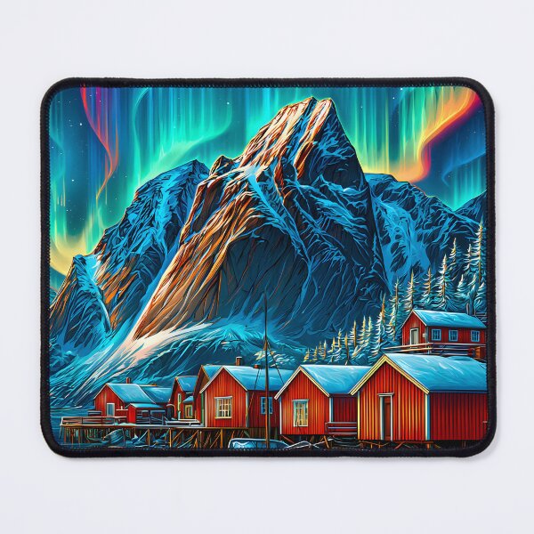 Item preview, Travel poster of Norway Landscape with Northern Lights designed and sold by Artessie.