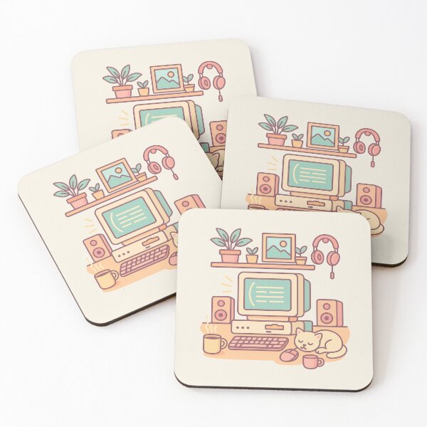 Item preview, Retro pastel desk setup - Colorful Vintage Style Illustration designed and sold by Graphicarium Shop.