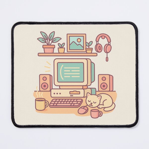 Item preview, Retro pastel desk setup - Colorful Vintage Style Illustration designed and sold by Graphicarium Shop.
