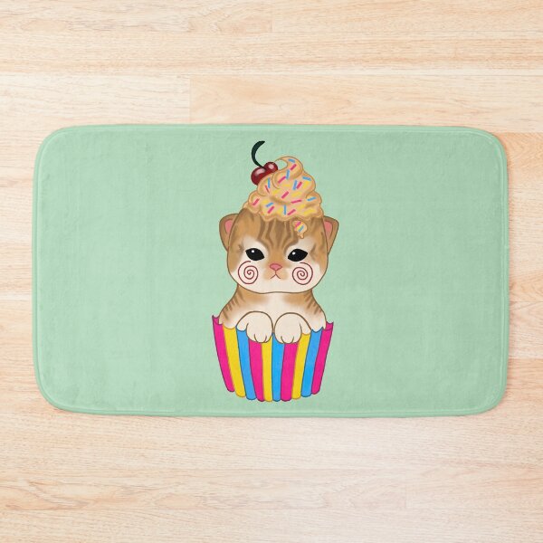 Item preview, Cute kitten cupcake with pansexual pride flag  designed and sold by Fuchsiella.