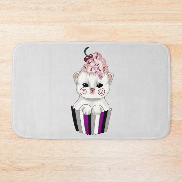 Item preview, Cute kitten cupcake with asexual pride flag  designed and sold by Fuchsiella.