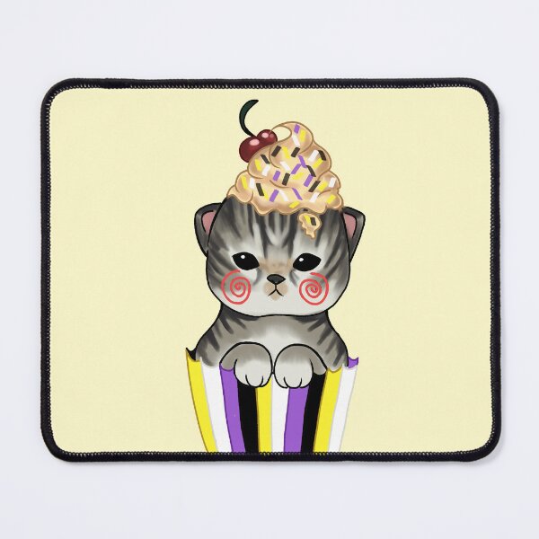 Item preview, Cute kitten cupcake with nonbinary pride flag  designed and sold by Fuchsiella.