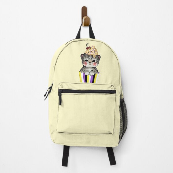 Item preview, Cute kitten cupcake with nonbinary pride flag  designed and sold by Fuchsiella.