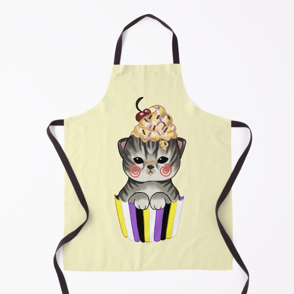 Item preview, Cute kitten cupcake with nonbinary pride flag designed and sold by Fuchsiella.