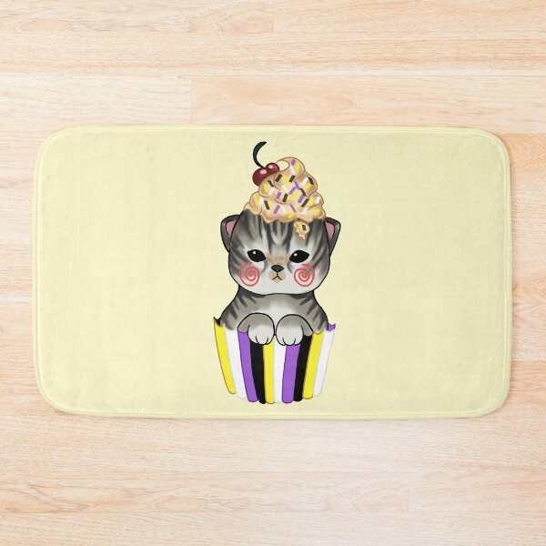 Item preview, Cute kitten cupcake with nonbinary pride flag  designed and sold by Fuchsiella.