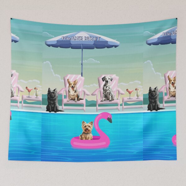 Aperçu de l'œuvre Chiens au bord de la piscine 1 créée et vendue par m2inspiration.