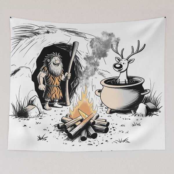 Item preview, Caveman Cuisine 101 – Funny Prehistoric Drawing designed and sold by Pulse Creativity Designs.