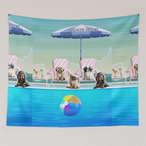 Aperçu de l'œuvre Chiens au bord de la piscine 2 créée et vendue par m2inspiration.