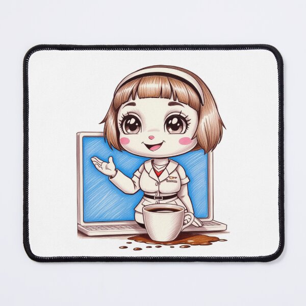 Item preview,  AI Assistant Girl with Coffee designed and sold by PinkiPop Studio.