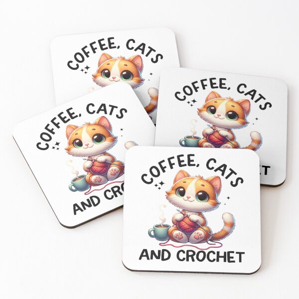 Item preview, Funny Cats, Coffee And Crochet Lover. Crochet Cat designed and sold by ahmed2751989.
