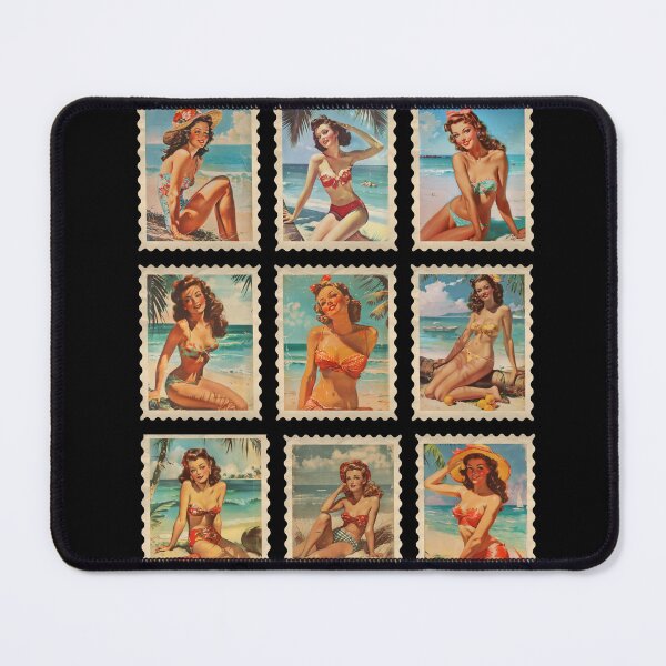 Item preview, Vintage Pin Up Girls Bathing Beauties Postage Stamp Art designed and sold by BeansHotTees.