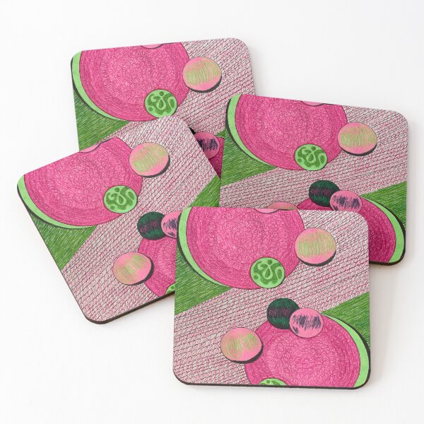 Item preview, Pink and Green Echoes abstract ink designed and sold by ArtByAMReisig.