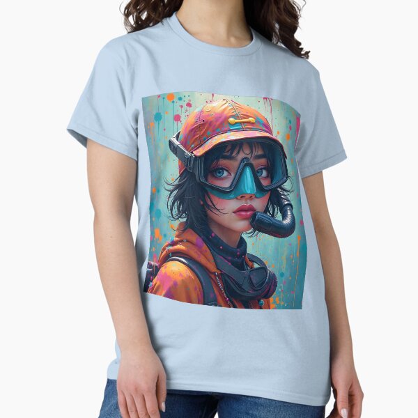 Item preview, Cute gal enjoying snorkeling designed and sold by seahorse crossing.