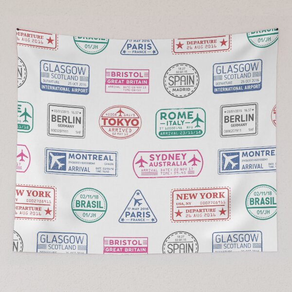 Item preview, World Cities Stamps – A Collage for Travel Lovers designed and sold by tarzbol.