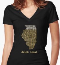 Drink Local - Illinois Beer Shirt Women's Fitted V-Neck T-Shirt
