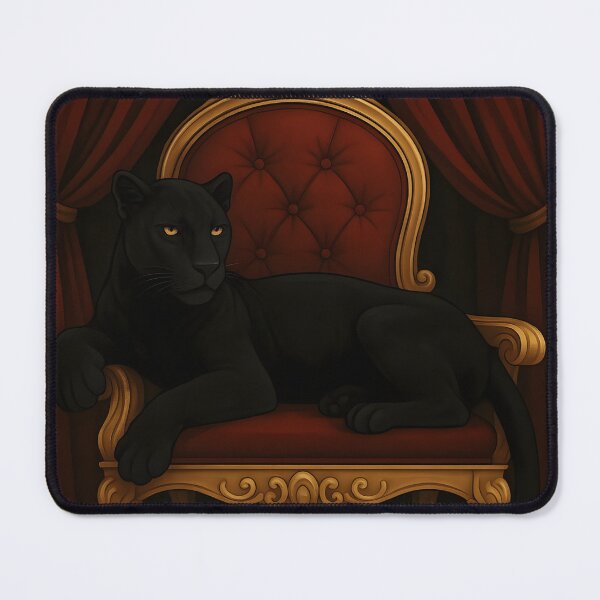 Item preview, Regal Black Panther on Golden Throne – Luxury Fantasy Animal Art designed and sold by VoidBloom Studio.