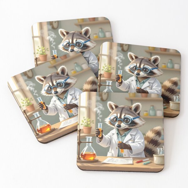 Item preview, Scientist Raccoon – Adorable Lab Experiment Illustration designed and sold by EmeraldeaArt.