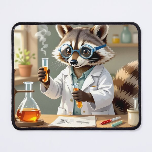 Item preview, Scientist Raccoon – Adorable Lab Experiment Illustration designed and sold by EmeraldeaArt.