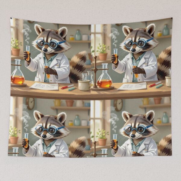 Item preview, Scientist Raccoon – Adorable Lab Experiment Illustration designed and sold by EmeraldeaArt.