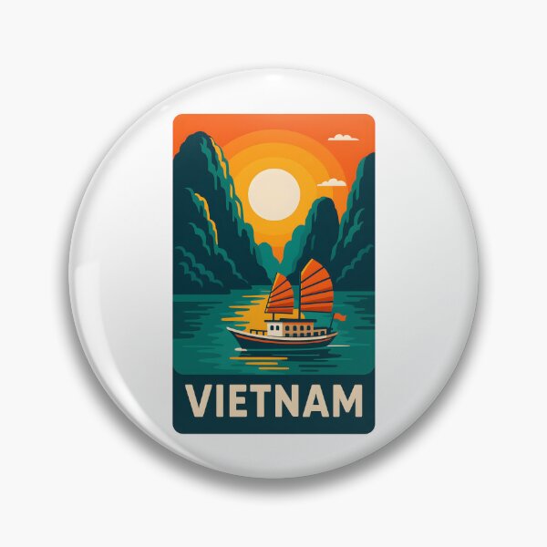 Item preview, Vietnam Sunset Junk Boat – Retro Travel designed and sold by LoveLabDesign.