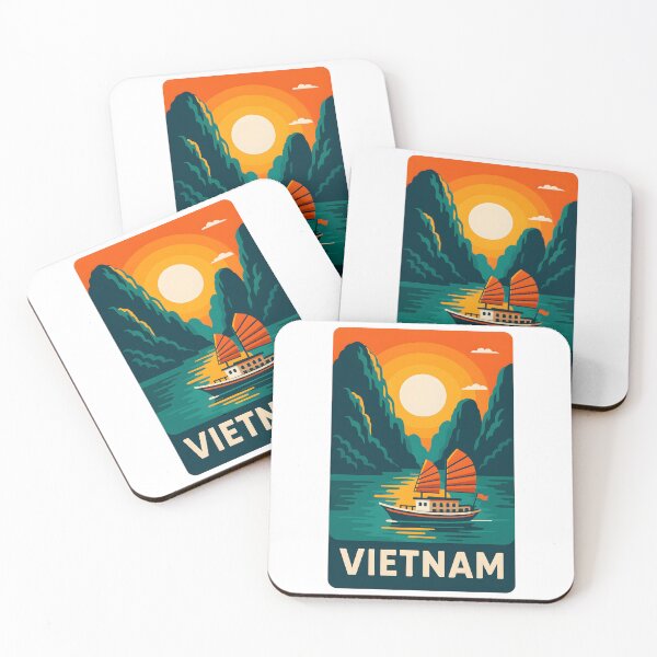 Item preview, Vietnam Sunset Junk Boat – Retro Travel designed and sold by LoveLabDesign.