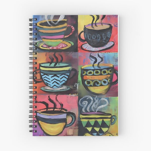 Item preview, Vibrant Steaming Coffee Cups with Unique Patterns - Cheerful Colorful Composition Full of Energy designed and sold by OlfactoART Studio.