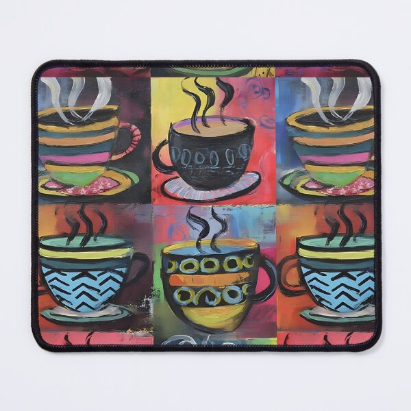 Item preview, Vibrant Steaming Coffee Cups with Unique Patterns - Cheerful Colorful Composition Full of Energy designed and sold by OlfactoART Studio.