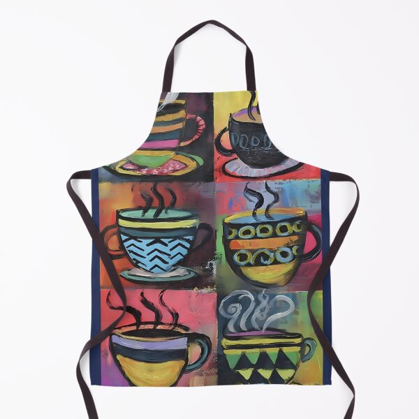 Item preview, Vibrant Steaming Coffee Cups with Unique Patterns - Cheerful Colorful Composition Full of Energy designed and sold by OlfactoART Studio.