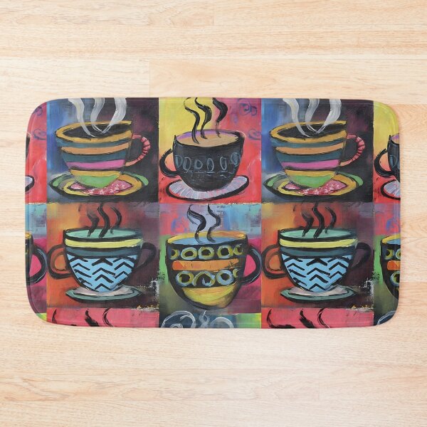 Item preview, Vibrant Steaming Coffee Cups with Unique Patterns - Cheerful Colorful Composition Full of Energy designed and sold by OlfactoART Studio.