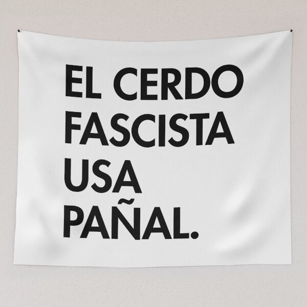 Item preview, The Fascist pig wears a diaper - in Spanish - El cerdo fascista usa pañal (F white text)) designed and sold by Thelittlelord.